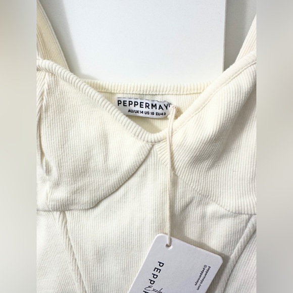 NWT Peppermayo Jaide Organic Cotton Rib Corset Top - Ivory - L - Picture 9 of 10